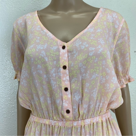 HURLEY Peasant mini Dress liberty floral Tropical Peach cottagecore pastels - Picture 6 of 11